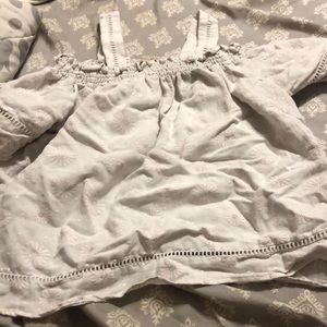 White shirt, love notes with white daisy prints around it